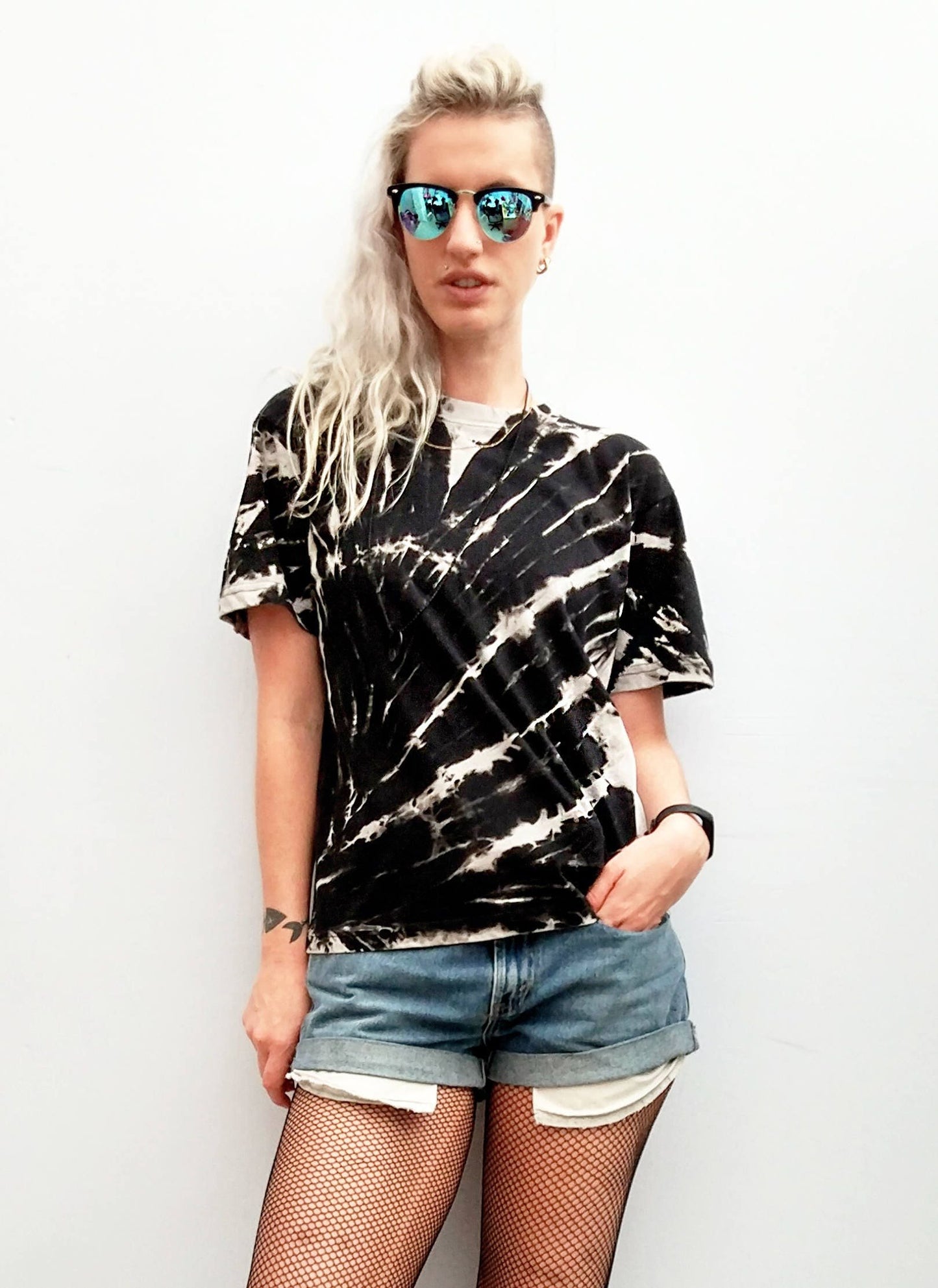 Bleached tie dye t shirt in zebra stripes | Unisex