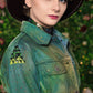 green nebula studded hand painted galaxy denim jacket |  Size S