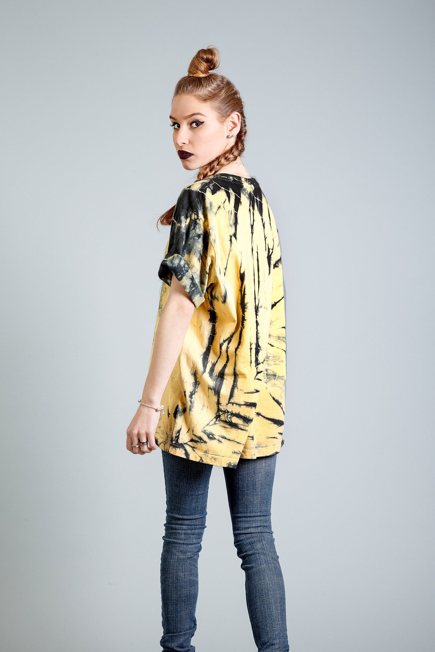 All twisted up tie dye shirt in Acid yellow & black  | unisex