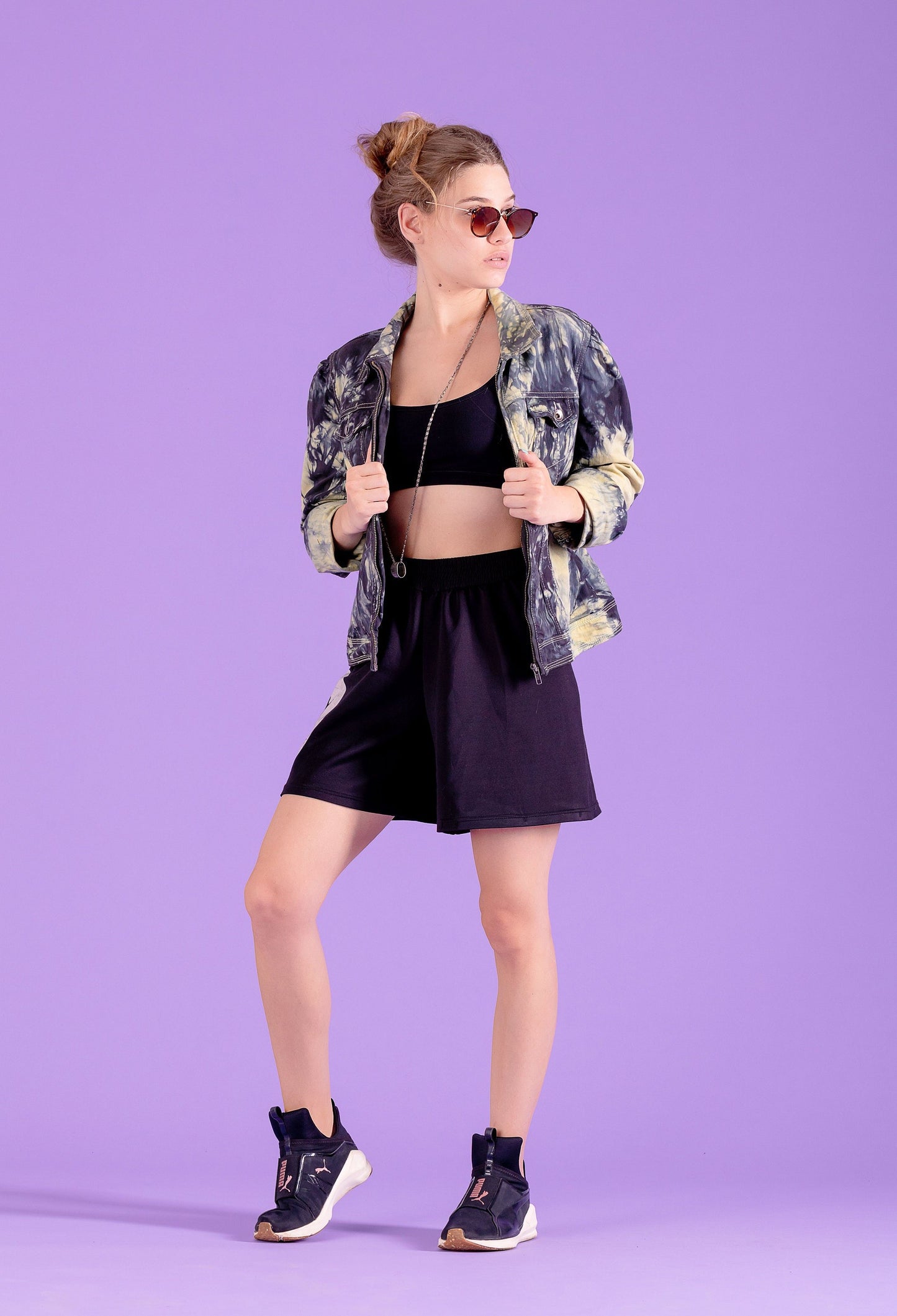 Yellow and black tie dye  jeans jacket |  Size S