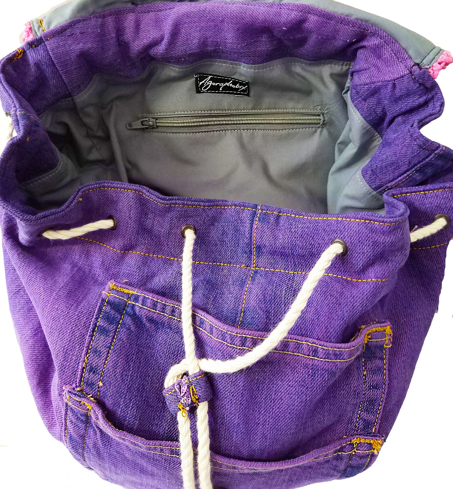 vegan bag upcycled My purple denim backpack jeans bag | daypack backpack | Canvas Backpack