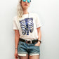 Black Glitter skeleton ribcage print unisex  t shirt