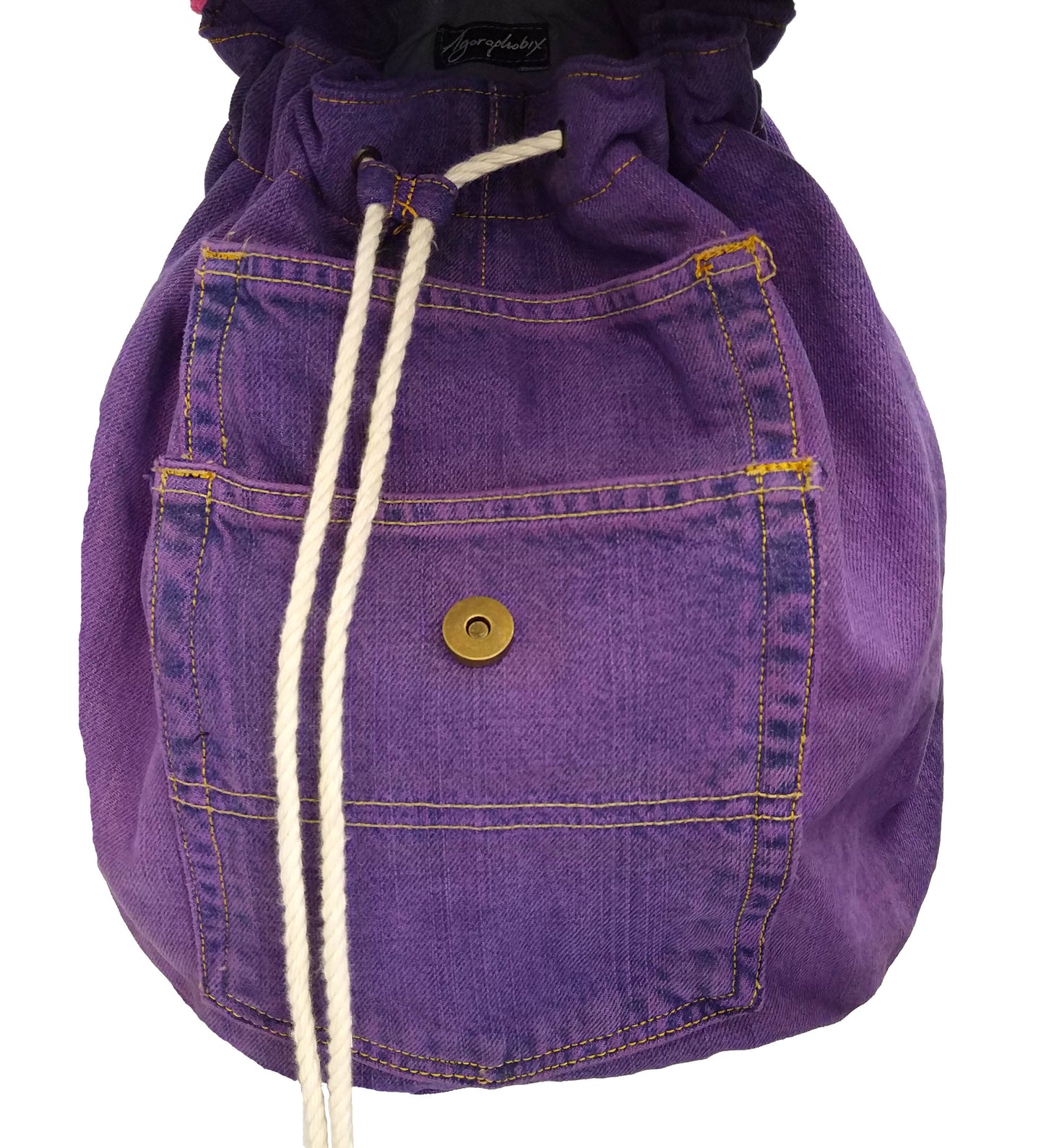 vegan bag upcycled My purple denim backpack jeans bag | daypack backpack | Canvas Backpack