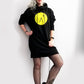Crossface logo print black sweatshirt dress