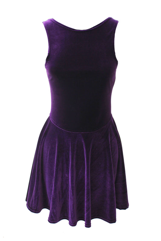 Plum purple velvet skater dress