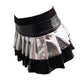 Silver and black pleated letherette wet look mini skirt