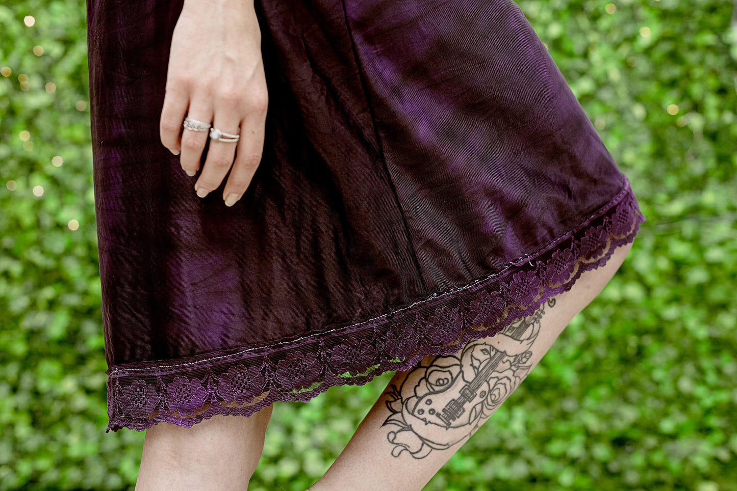 Purple tie dye gothic lace n rose fairy slip dress