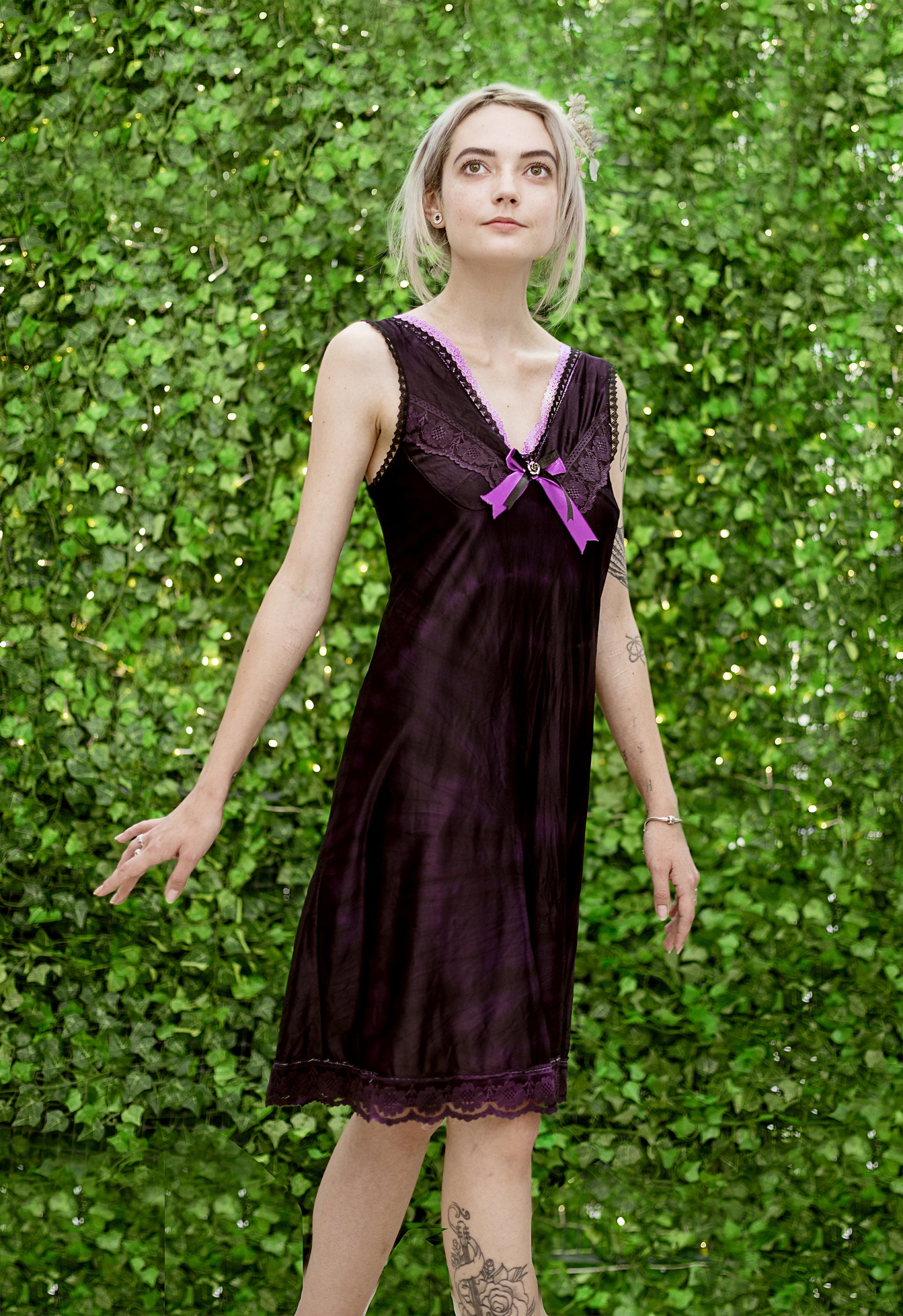 Purple tie dye gothic lace n rose fairy slip dress Agoraphobix Purple tie dye gothic lace n rose fairy slip dress Agoraphobix