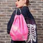 Neon pink tie dye canvas drawstring backpack