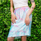 unicorn satin slip skirt in pastel blue pink tie dye