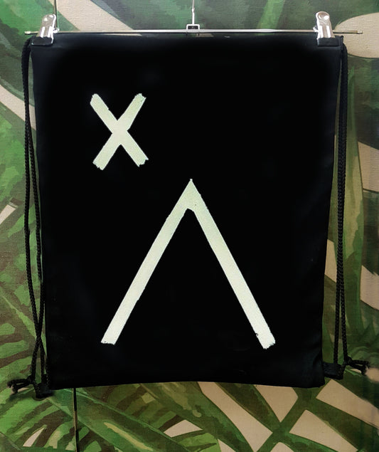 Logo smiley cross face print black drawstring bag
