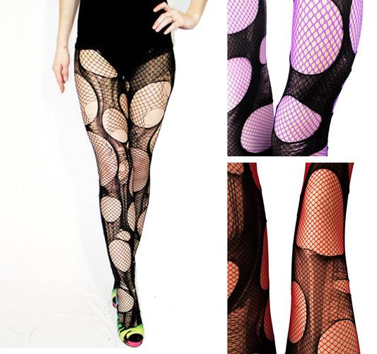 Nu Goth Black N White Fishnet Tights Fishnet Stockings Punk Tights Goth  Leggings Witch Tights Double Layered Tattered & Torn Tights 