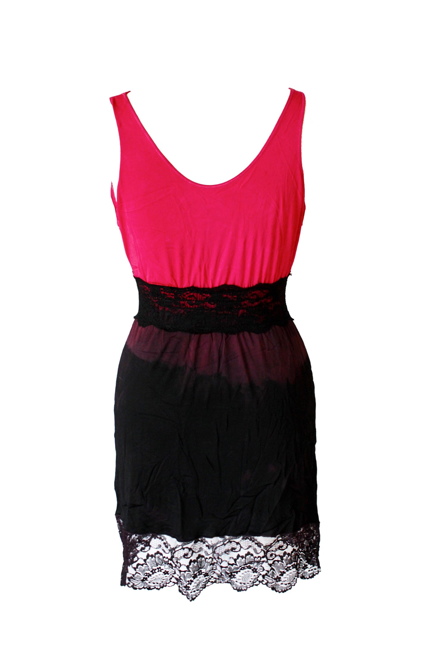 Ombre red & black tie dye slip lace fairy dress