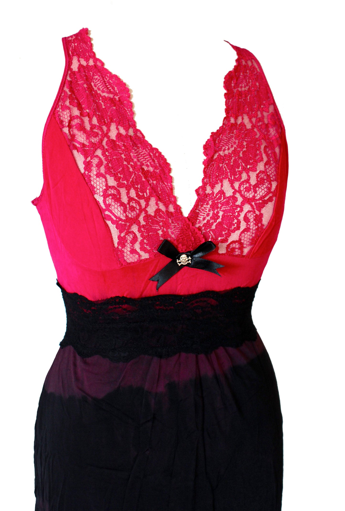 Ombre red & black tie dye slip lace fairy dress