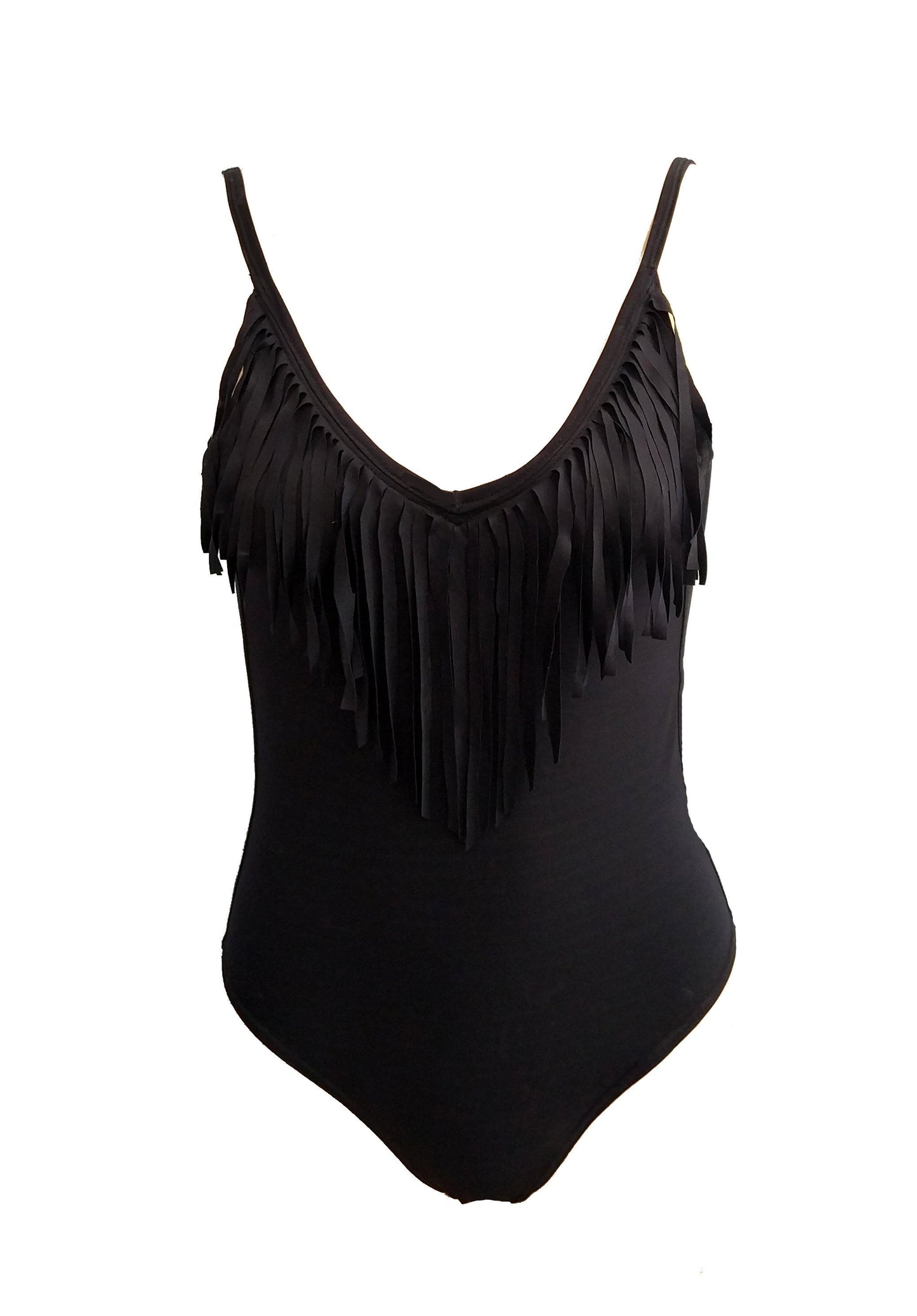 black fringed brazilian high cut swimsuit