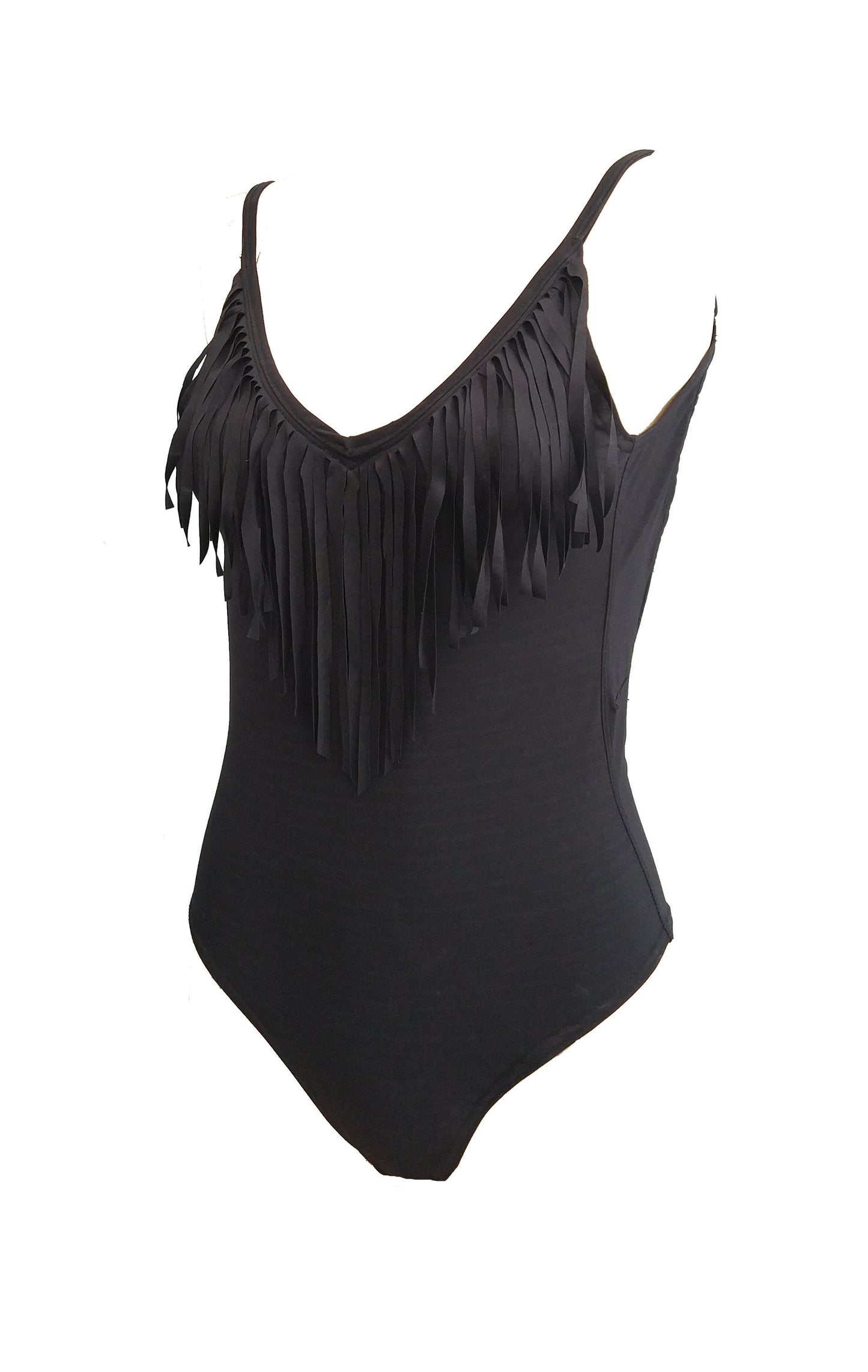 black fringed brazilian high cut swimsuit