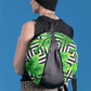 Vegan Leather & botanical tropical leaf print round canvas backpack
