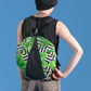 Vegan Leather & botanical tropical leaf print round canvas backpack