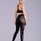 Slasher cut spandex & jersey high waisted leggings