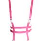 Handmade Hot pink body harness bra | chest harness women vegan leather harness |  bdsm harness goth harness | cyberpunk clothing