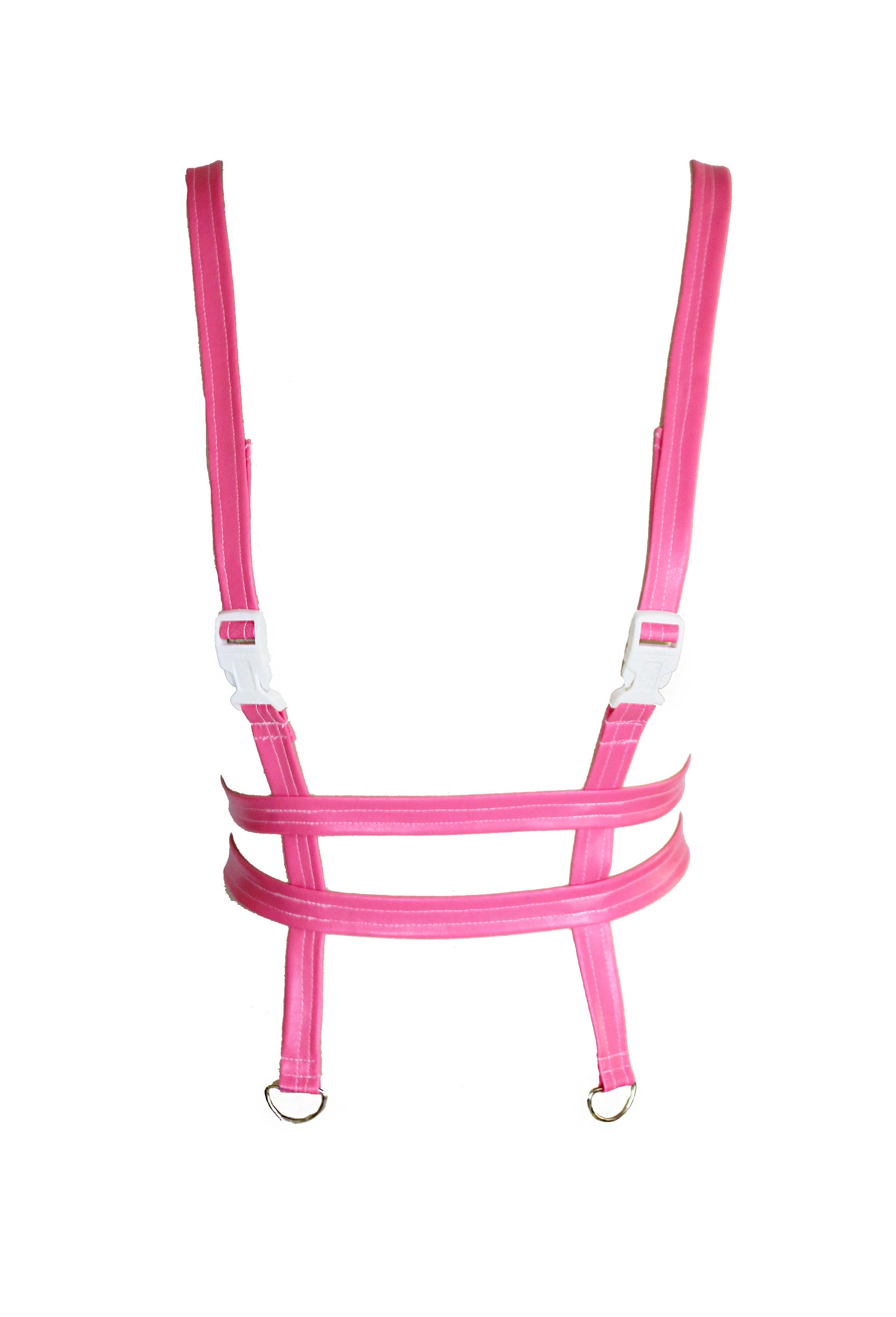 Handmade Hot pink body harness bra | chest harness women vegan leather harness |  bdsm harness goth harness | cyberpunk clothing