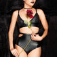 Wild Rose leatherette bralette bra and panty lingerie set