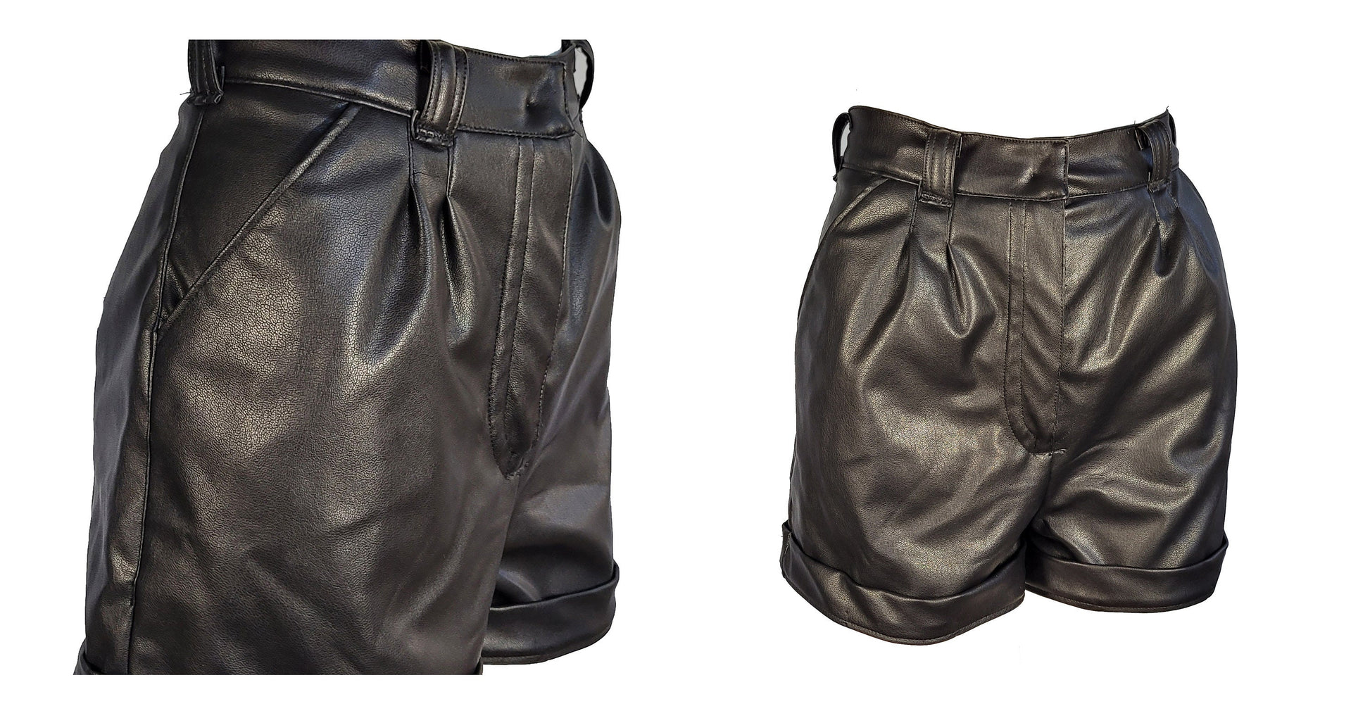 black leather shorts pleated shorts high rise shorts | pastel goth shorts vegan leather pants | pastel goth clothing aesthetic clothing