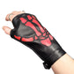 Laser cut skeleton hand glove | red black vegan leather