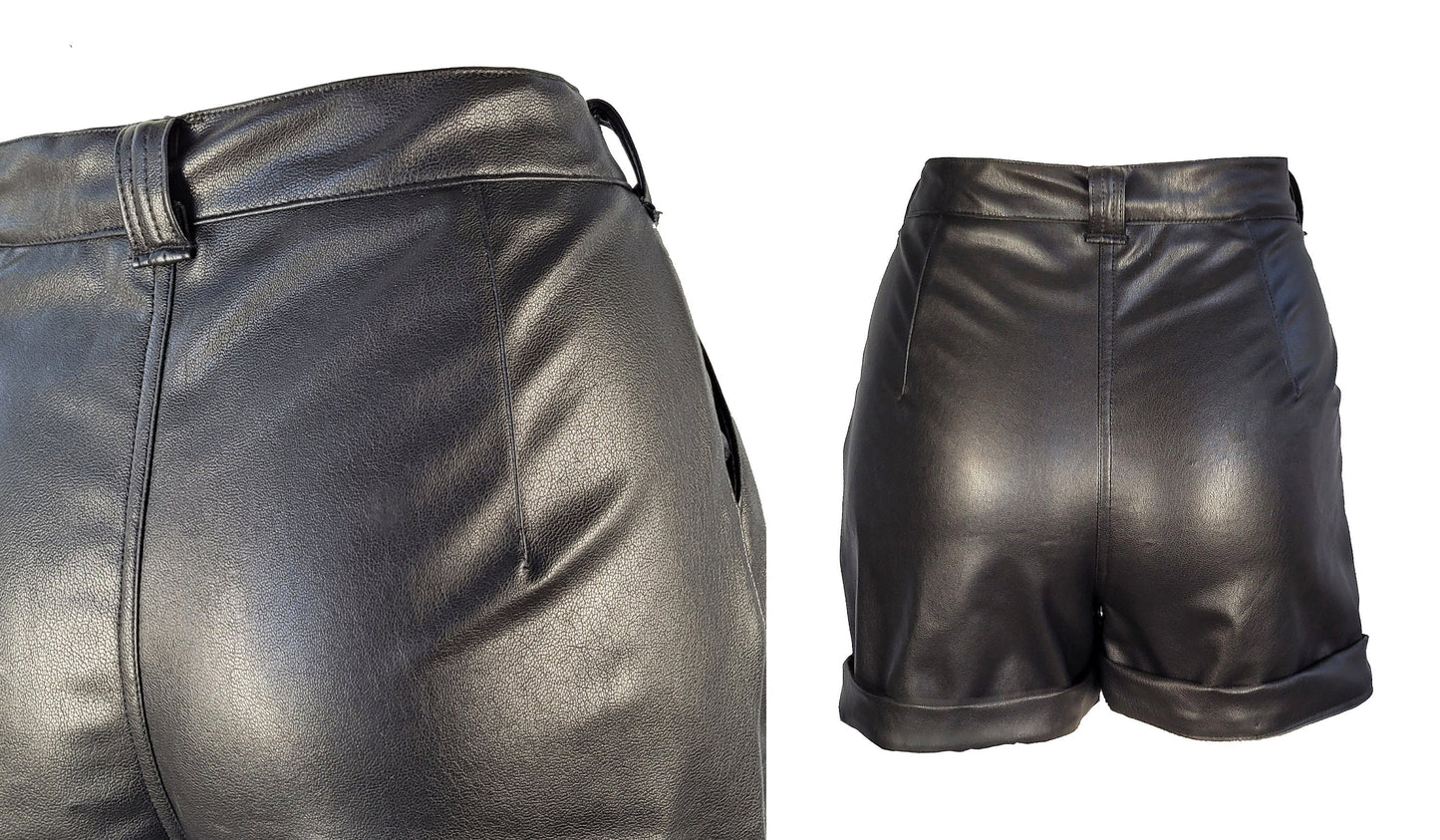 black leather shorts pleated shorts high rise shorts | pastel goth shorts vegan leather pants | pastel goth clothing aesthetic clothing