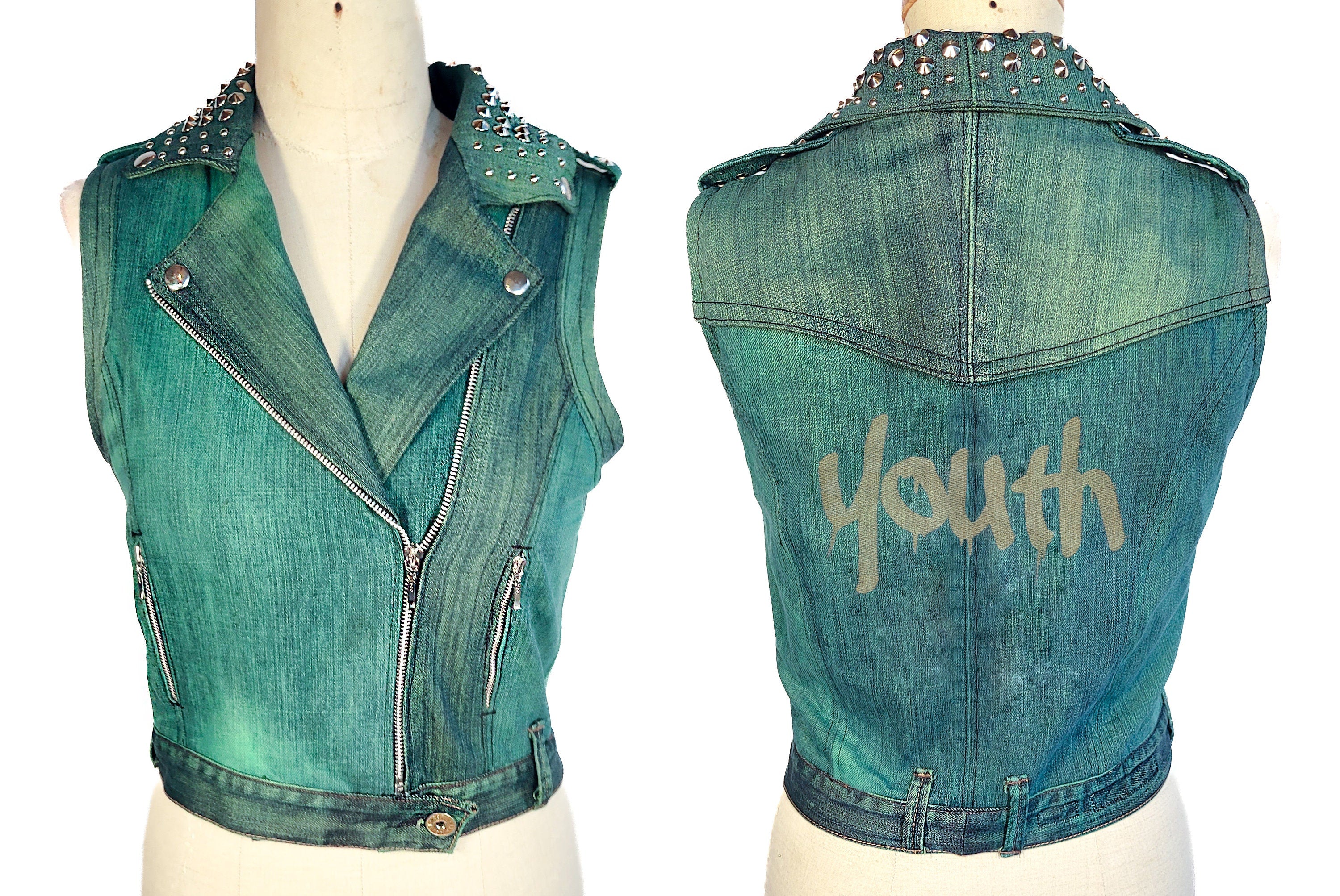 Womens denim 2024 biker vest