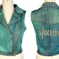 Studded n Dyed denim biker vest |  Custom vanity print to your request