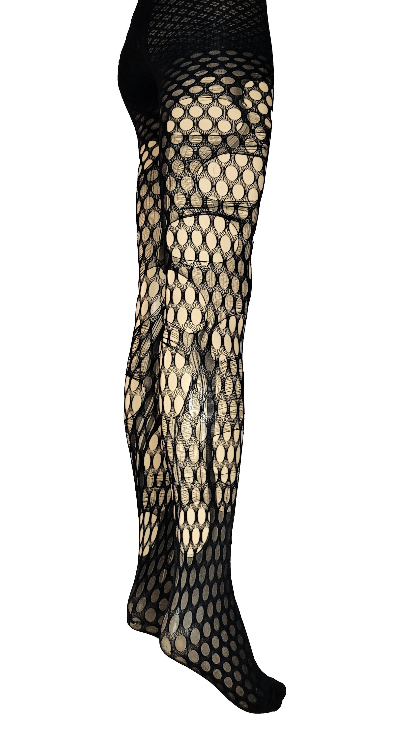 Tattered torn fishnet tights Large scale fishnet Agoraphobix