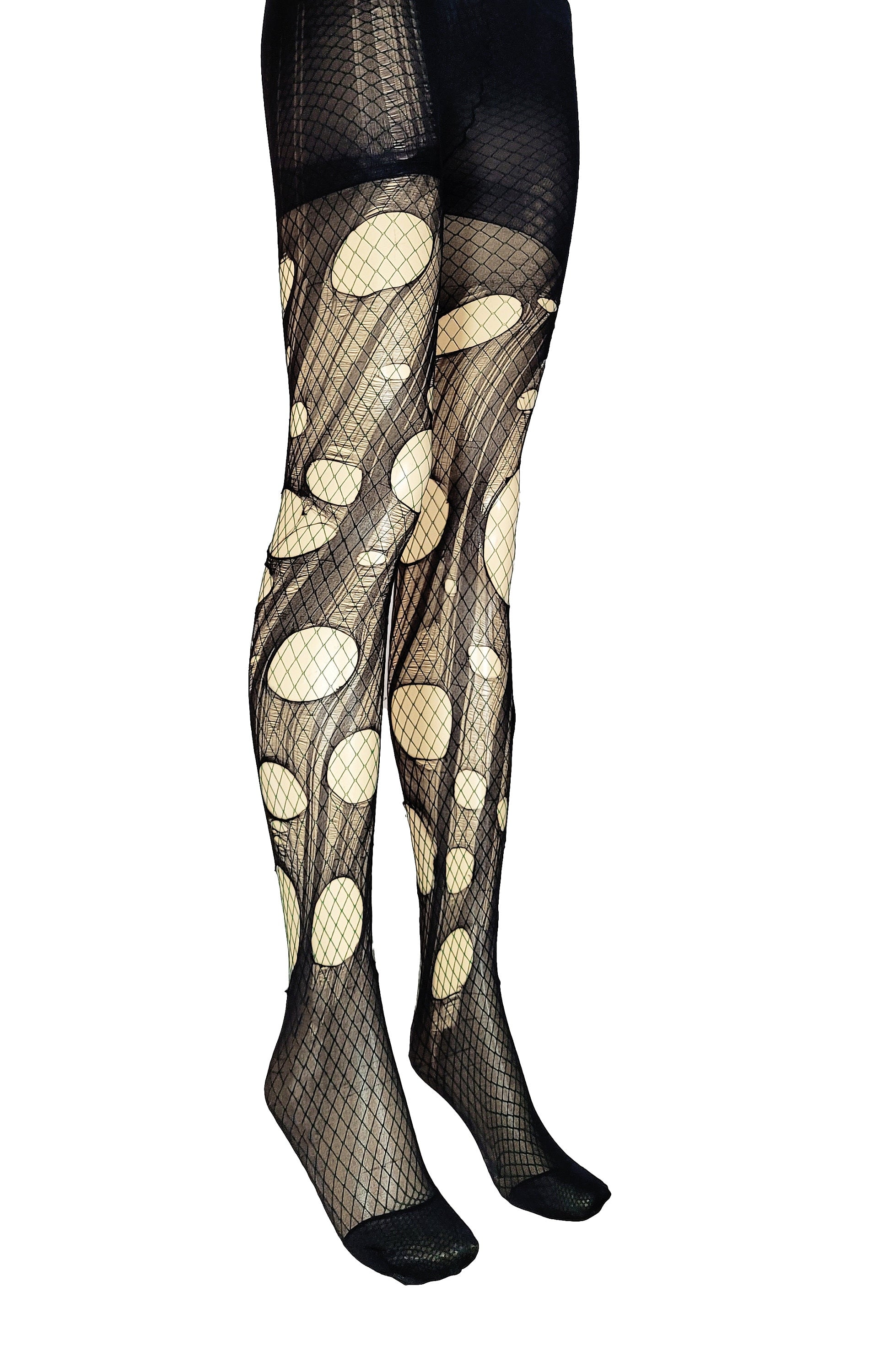 Double layered torn Forest green  Black fishnet tights – Agoraphobix