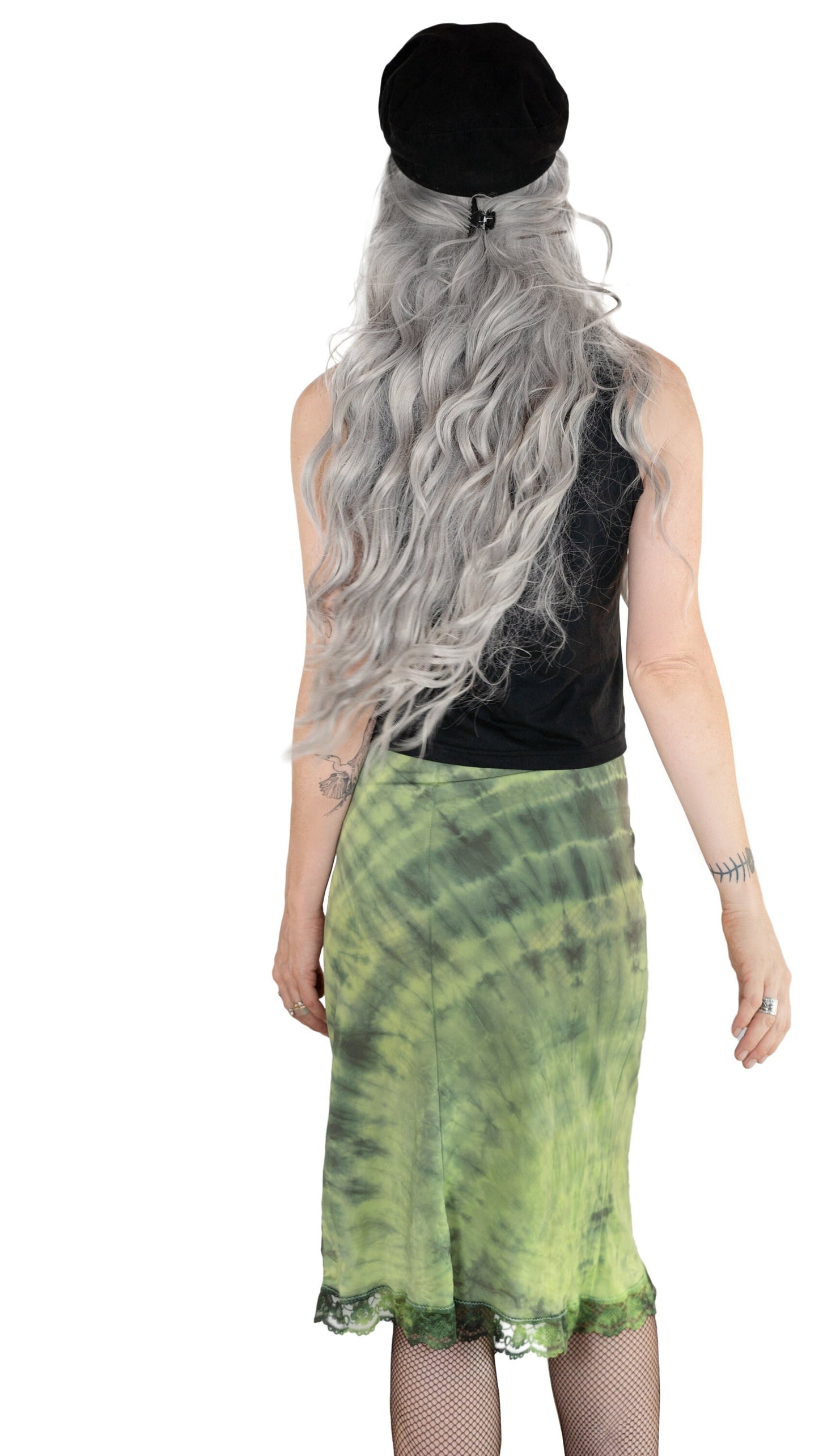 Marbled black green slip skirt fairy core tie dye skirt fairycore skirt | half slip grunge skirt soft grunge fairycore clothing