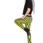 Black Yellow stripe leggings festival leggings neon leggings | striped leggings high waist leggings Halloween leggings | cyberpunk clothing