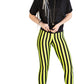 Black Yellow stripe leggings festival leggings neon leggings | striped leggings high waist leggings Halloween leggings | cyberpunk clothing