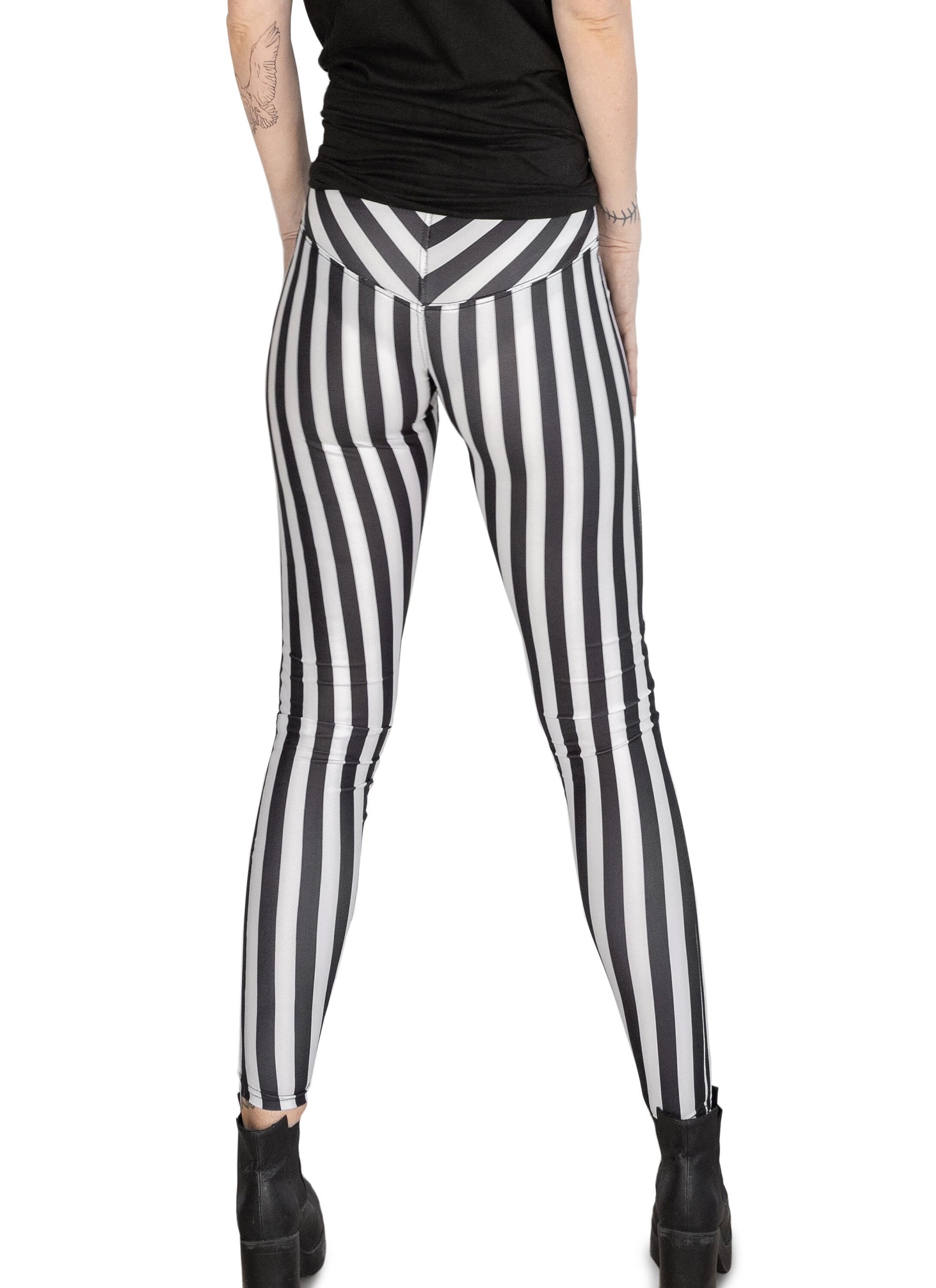 Goth circus striped leggings  in Black / yellow – Agoraphobix
