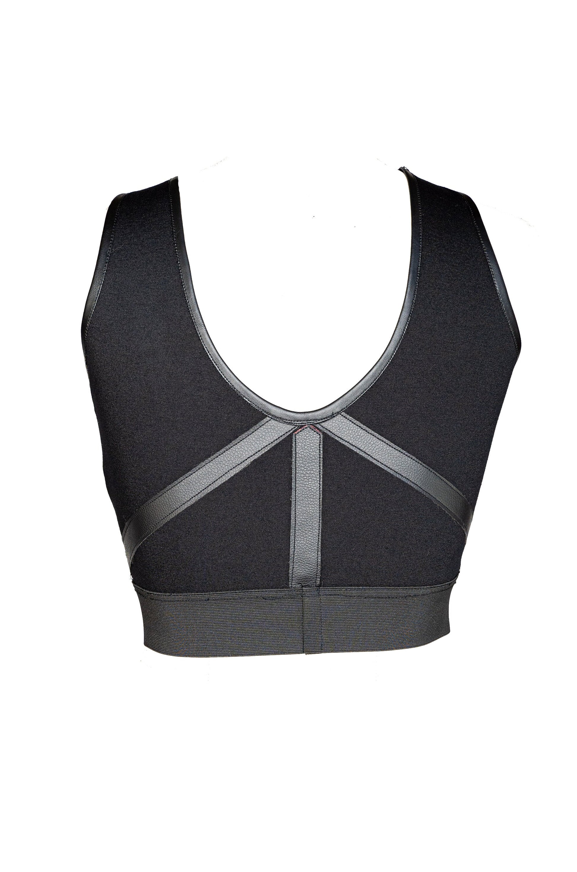 Leather harness laser engraved crop top sports bra – Agoraphobix