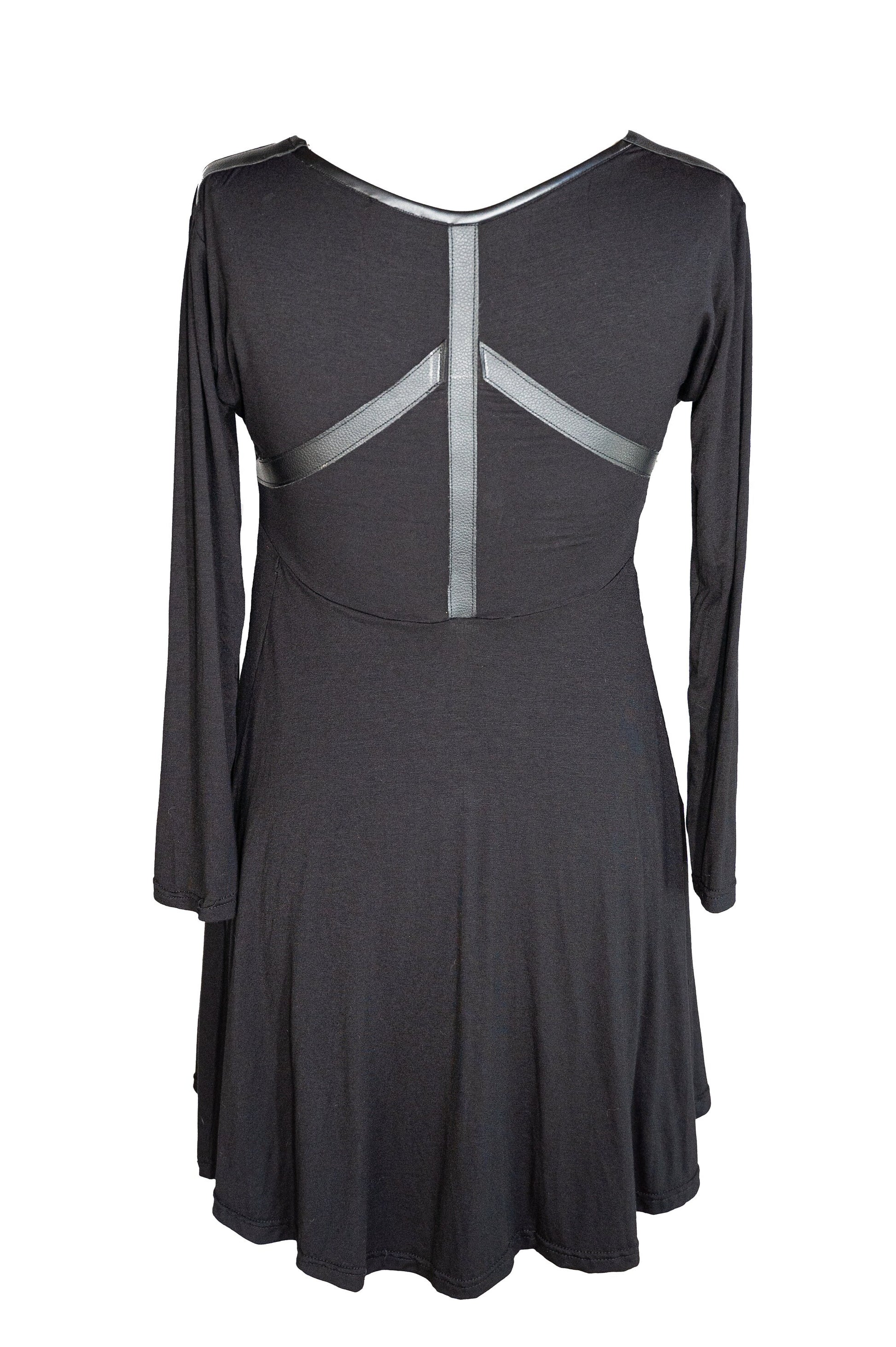 Leather harness laser engraved long sleeve baby doll dress Lightning / XS Leather harness laser engraved long sleeve baby doll dress Lightning / XS