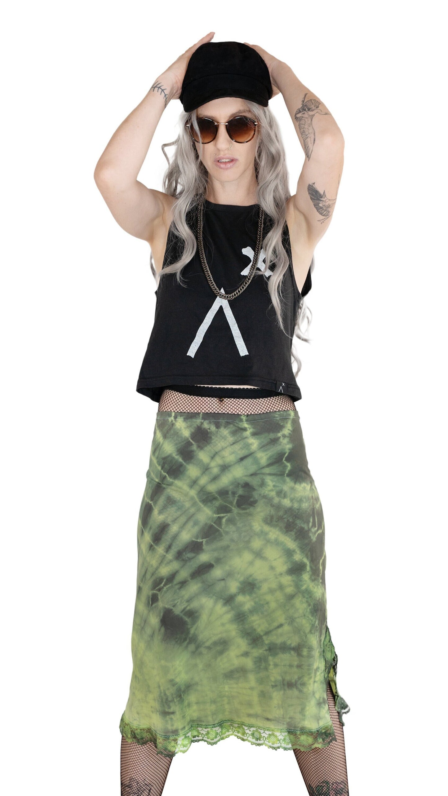 Marbled black green slip skirt fairy core tie dye skirt fairycore skirt | half slip grunge skirt soft grunge fairycore clothing