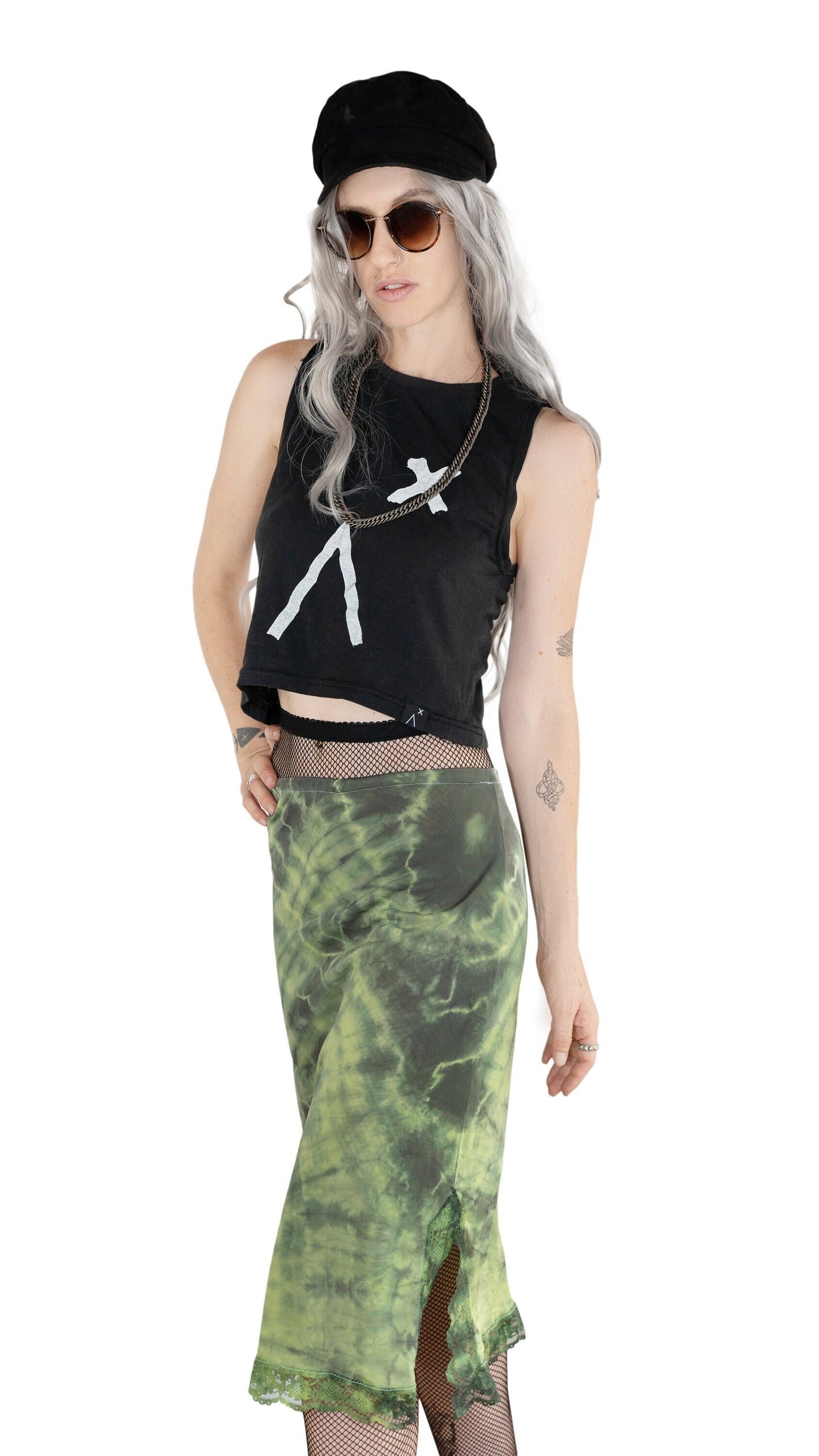 Marbled black green slip skirt fairy core tie dye skirt fairycore skirt | half slip grunge skirt soft grunge fairycore clothing