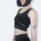 Black goth crop top faux leather top active wear | gothic crop top sports wear | sexy crop top goth bra leather bra