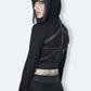 Cropped hoodie goth shrug leather accent gothic shrug top | gothic hoodie goth long sleeve shrug black shrug black hoodie shrug