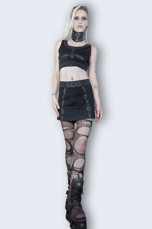 Vegan leather skirt strappy skirt garter skirt gothic mini skirt | alt skirt black mini skirt leather mini skirt gothic skirt