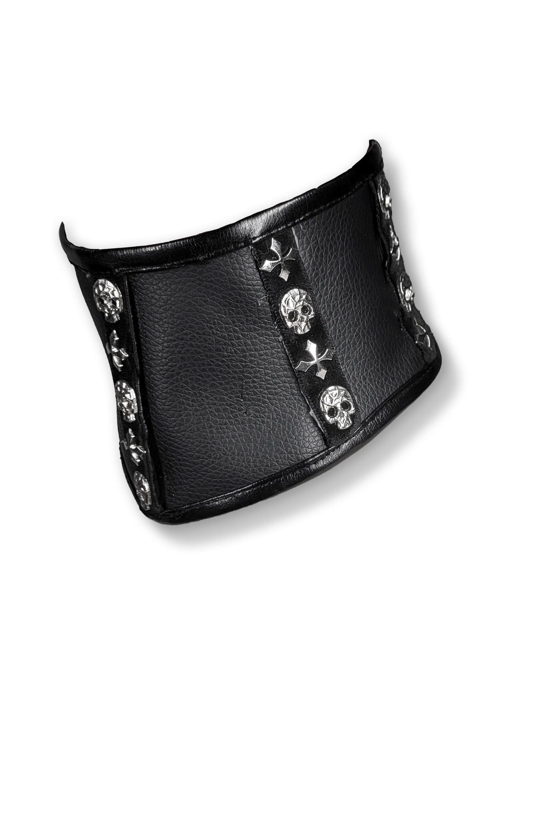 Black skull choker leather corset collar vegan leather choker statement choker | goth choker collar high neck collar  gothic choker