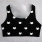 creepy cute cat silhouette cat print goth crop top bra cat crop top | gothic bra sport bra top | crop bra festival bra