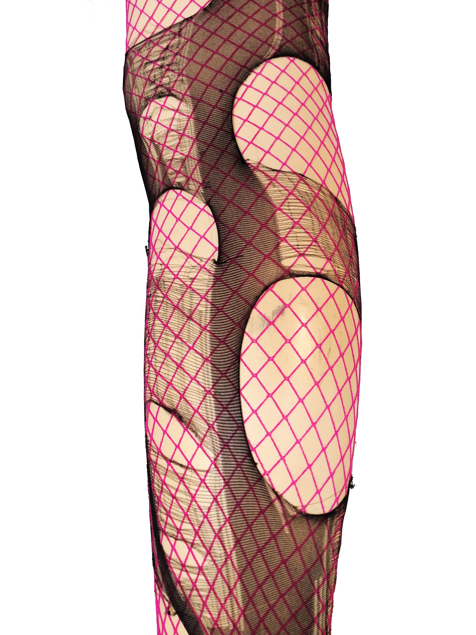 Double layered tattered & torn fishnet tights