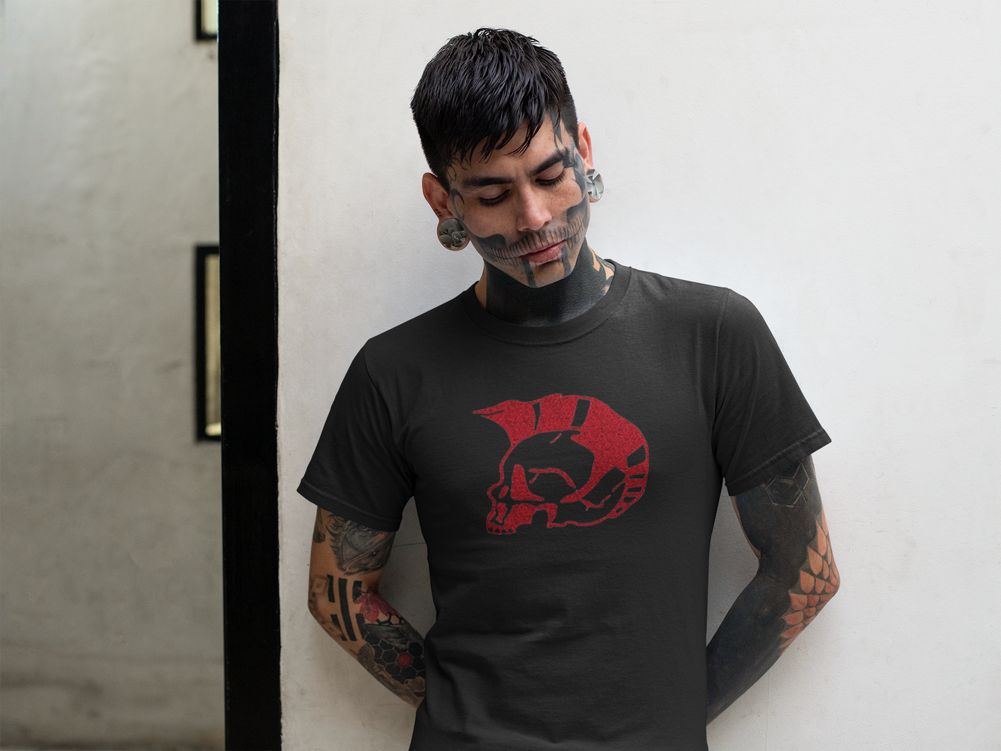 Unisex Glitter Punk Skull print T shirt