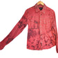 Red tie dye studded denim shirt | Size L Unisex