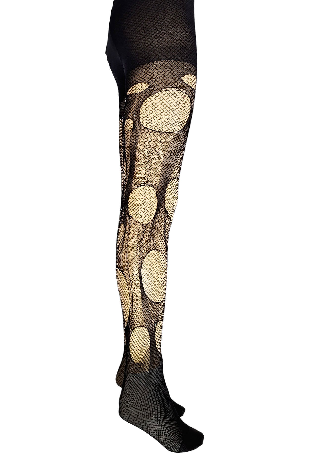 Rhinestone ripped tattered n torn fishnet tights